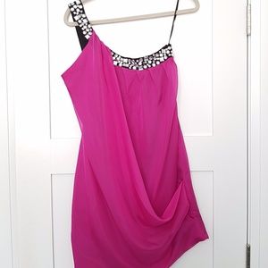 BEDO Pink One Shoulder Cocktail Dress